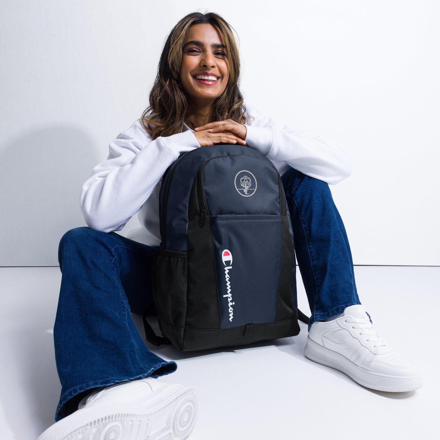 Critical Hit Fitness White Logo Champion backpack