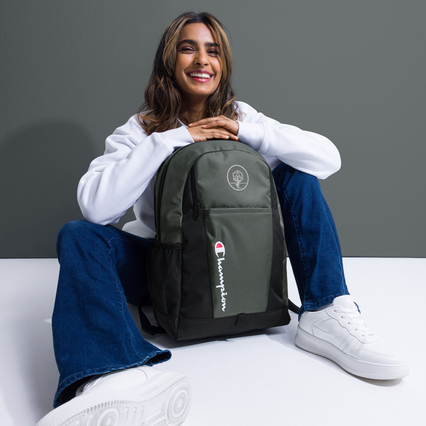 Critical Hit Fitness White Logo Champion backpack