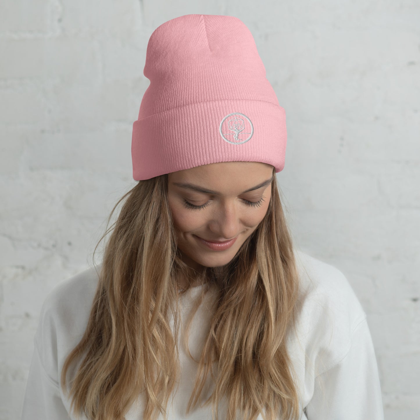Critical Hit Fitness White Logo Cuffed Beanie