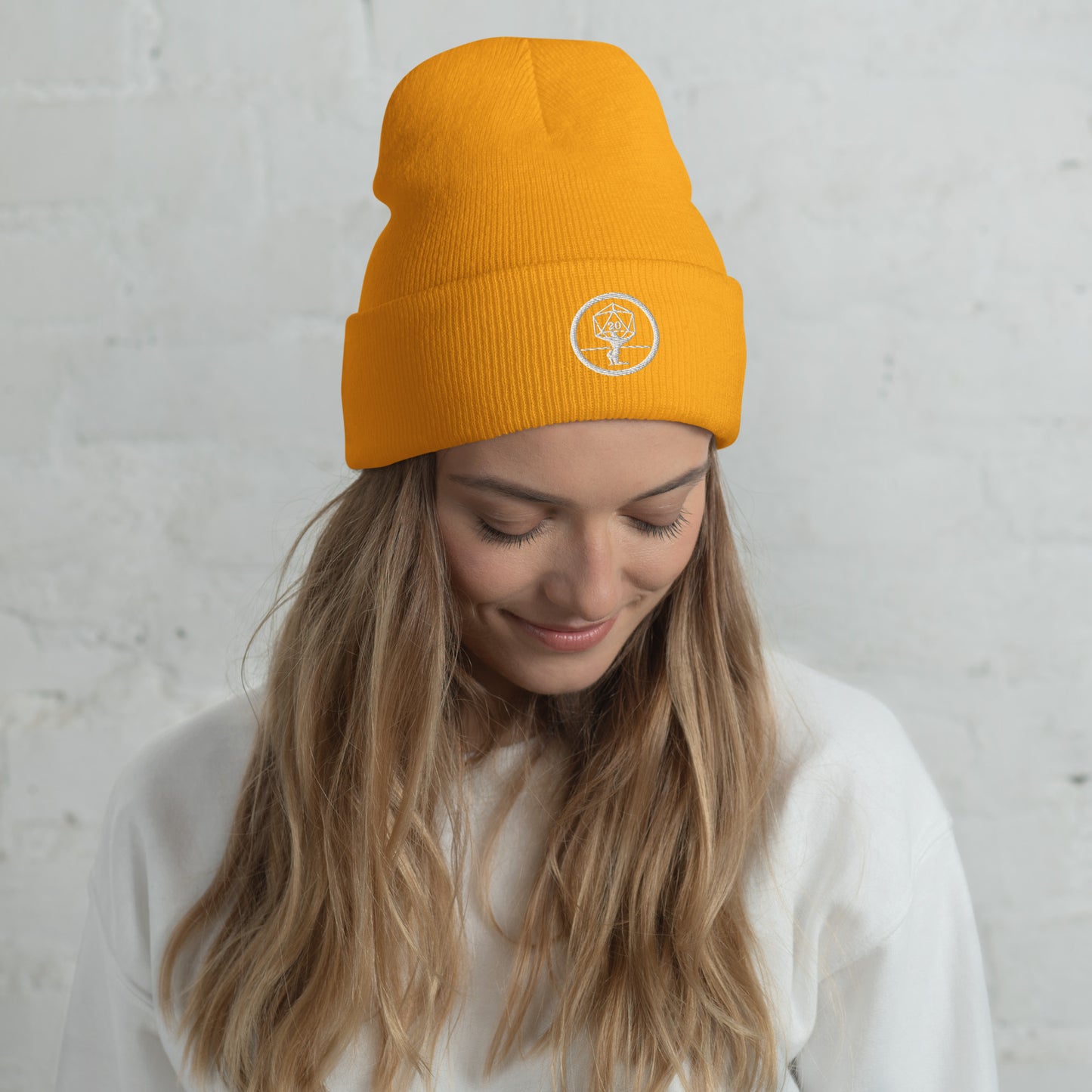 Critical Hit Fitness White Logo Cuffed Beanie
