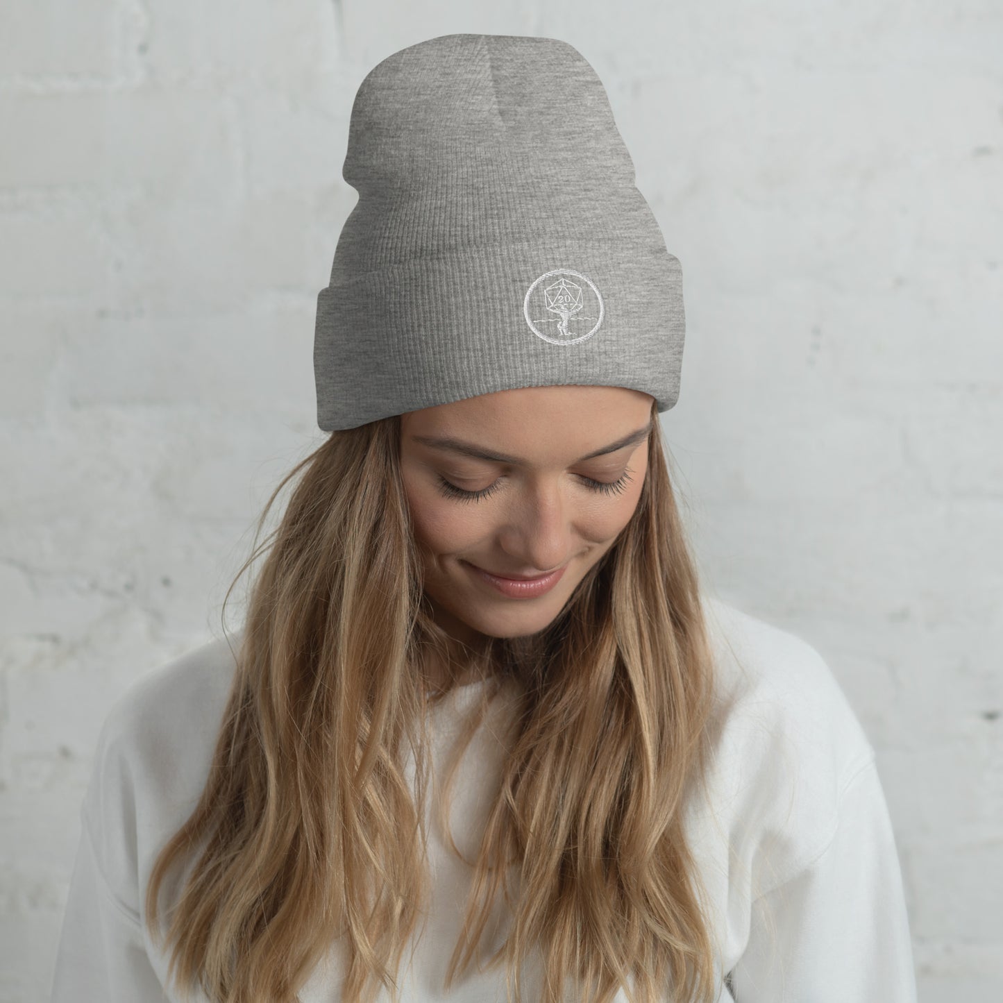 Critical Hit Fitness White Logo Cuffed Beanie