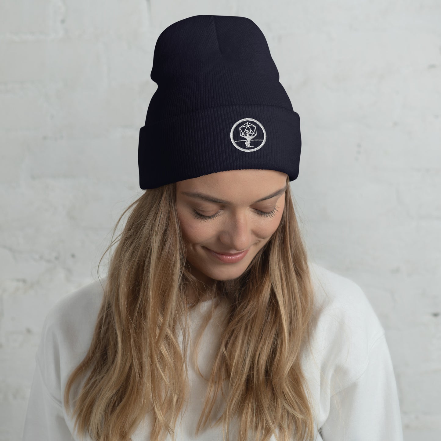 Critical Hit Fitness White Logo Cuffed Beanie