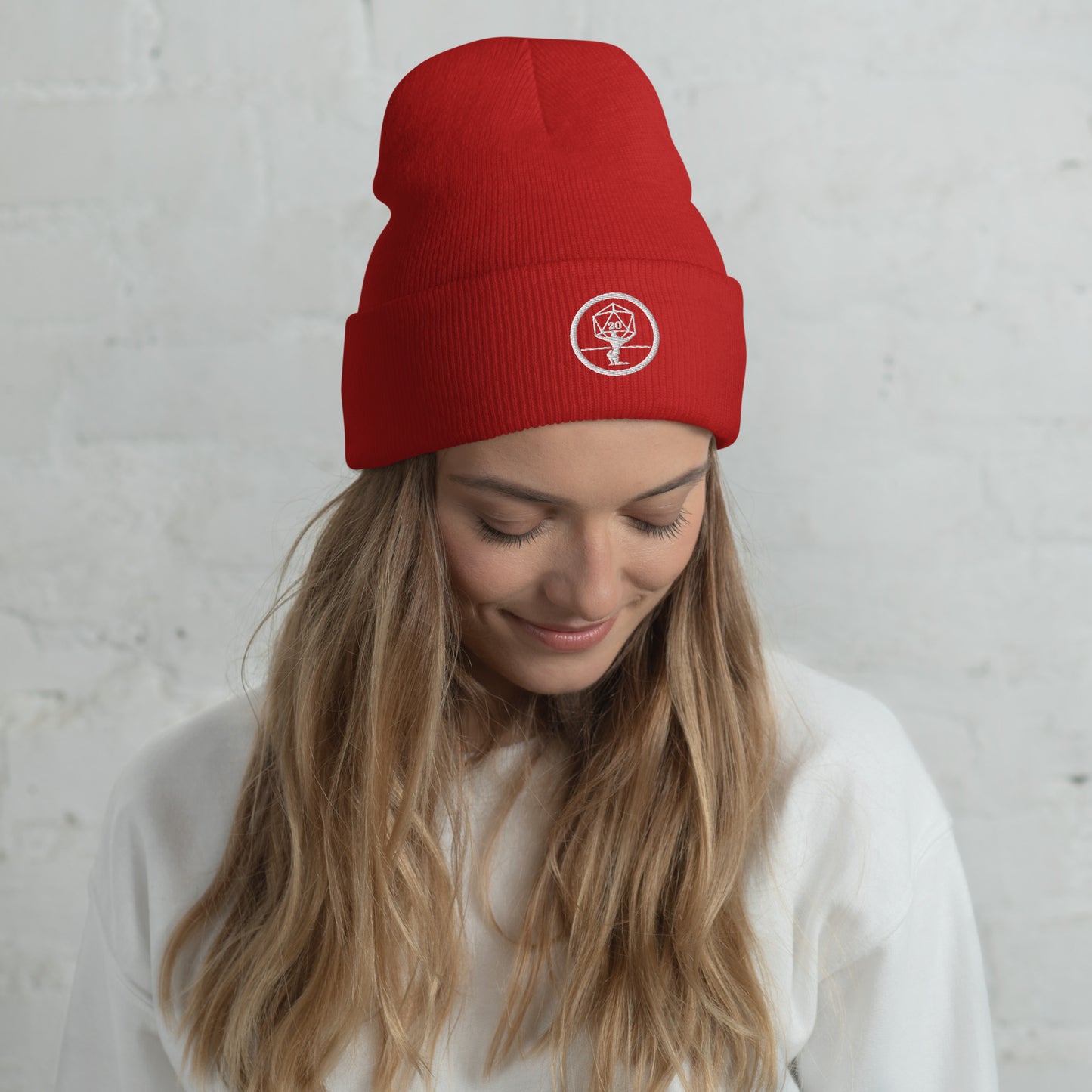 Critical Hit Fitness White Logo Cuffed Beanie