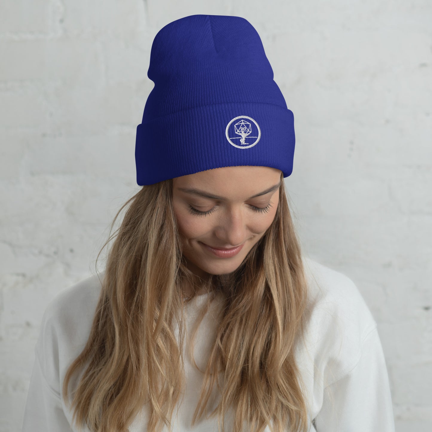 Critical Hit Fitness White Logo Cuffed Beanie