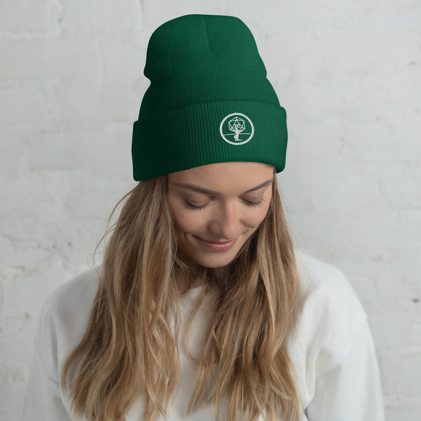 Critical Hit Fitness White Logo Cuffed Beanie
