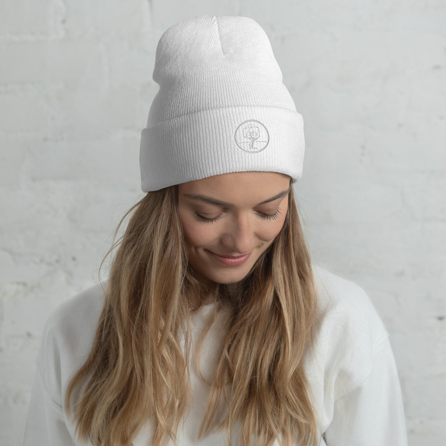 Critical Hit Fitness White Logo Cuffed Beanie