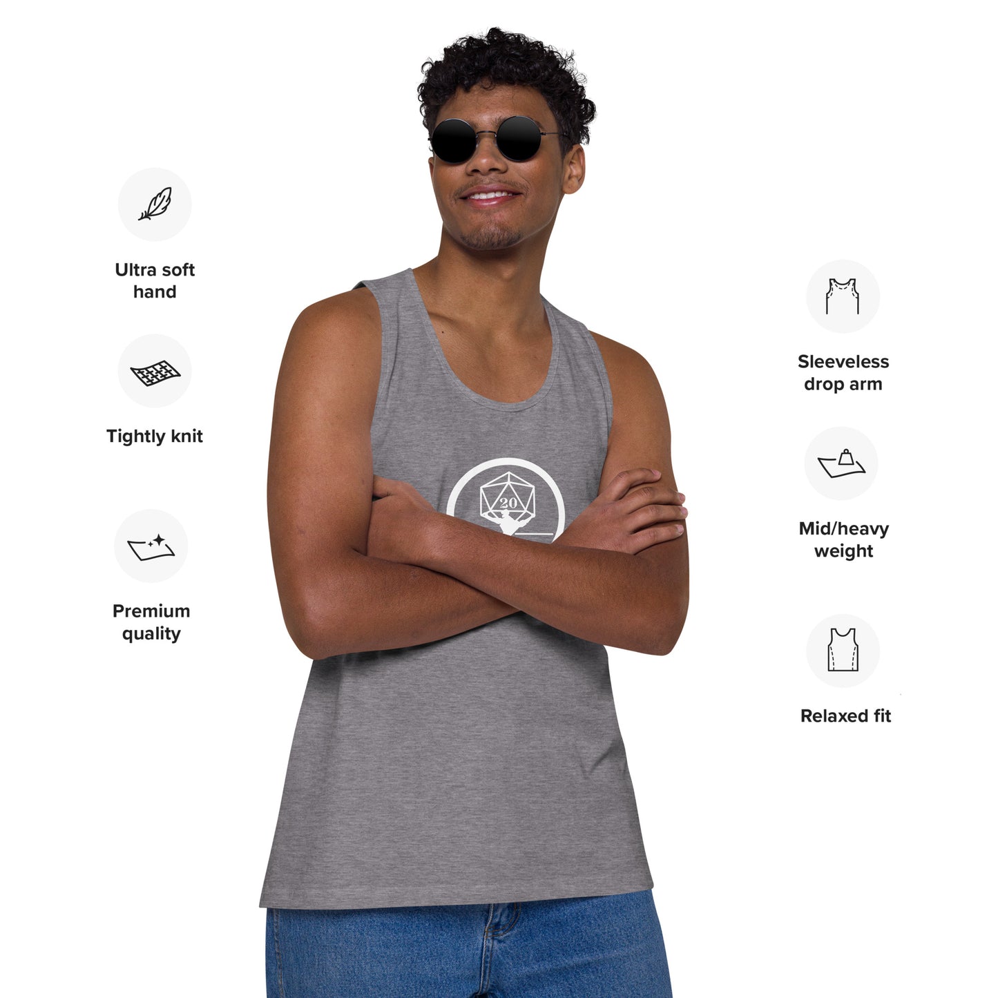 Critical Hit Fitness White Logo Men’s premium tank top