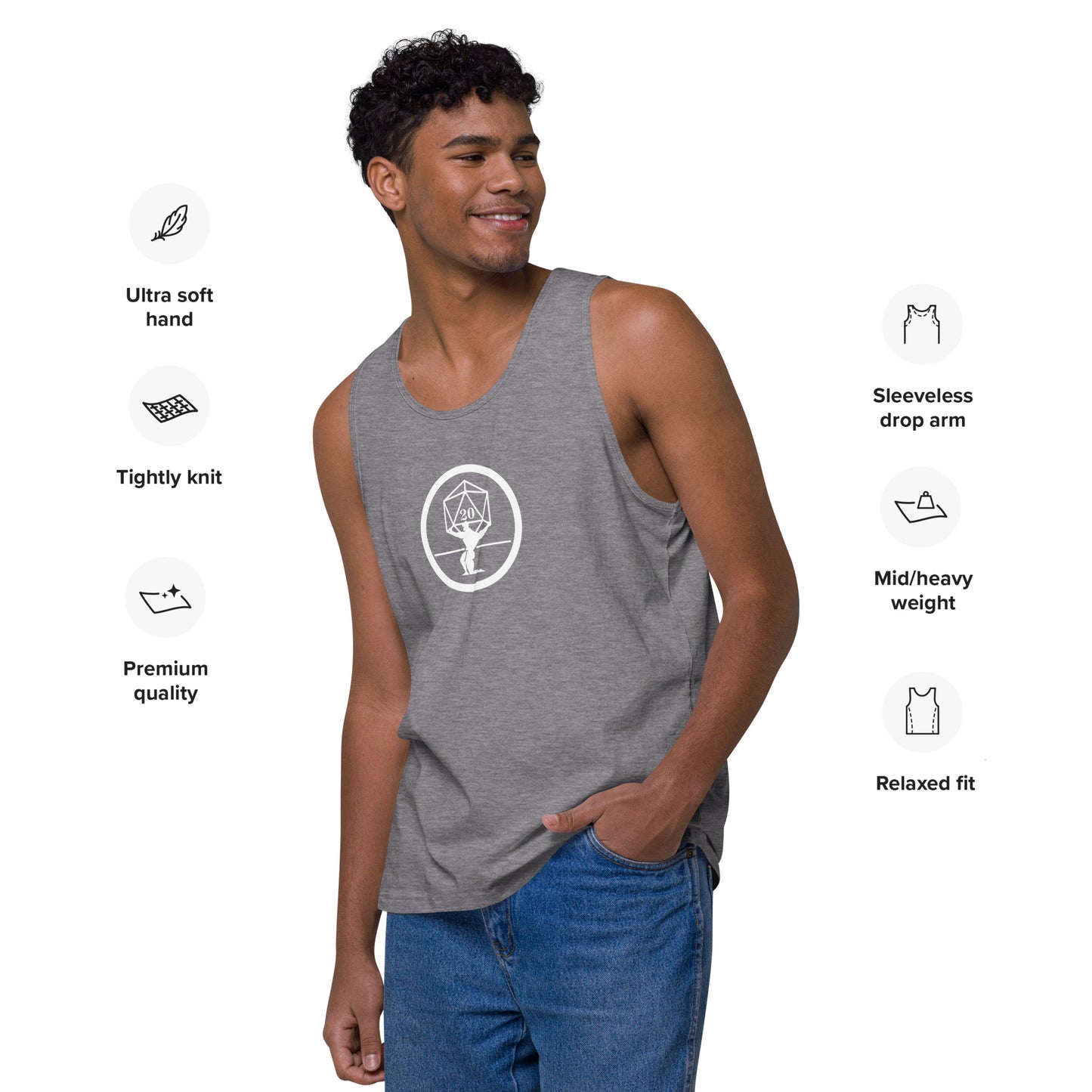 Critical Hit Fitness White Logo Men’s premium tank top