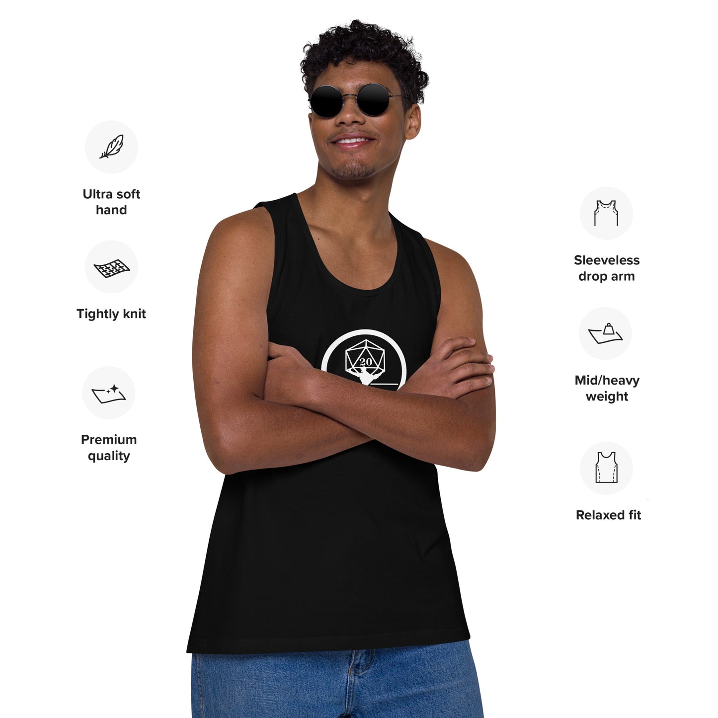 Critical Hit Fitness White Logo Men’s premium tank top