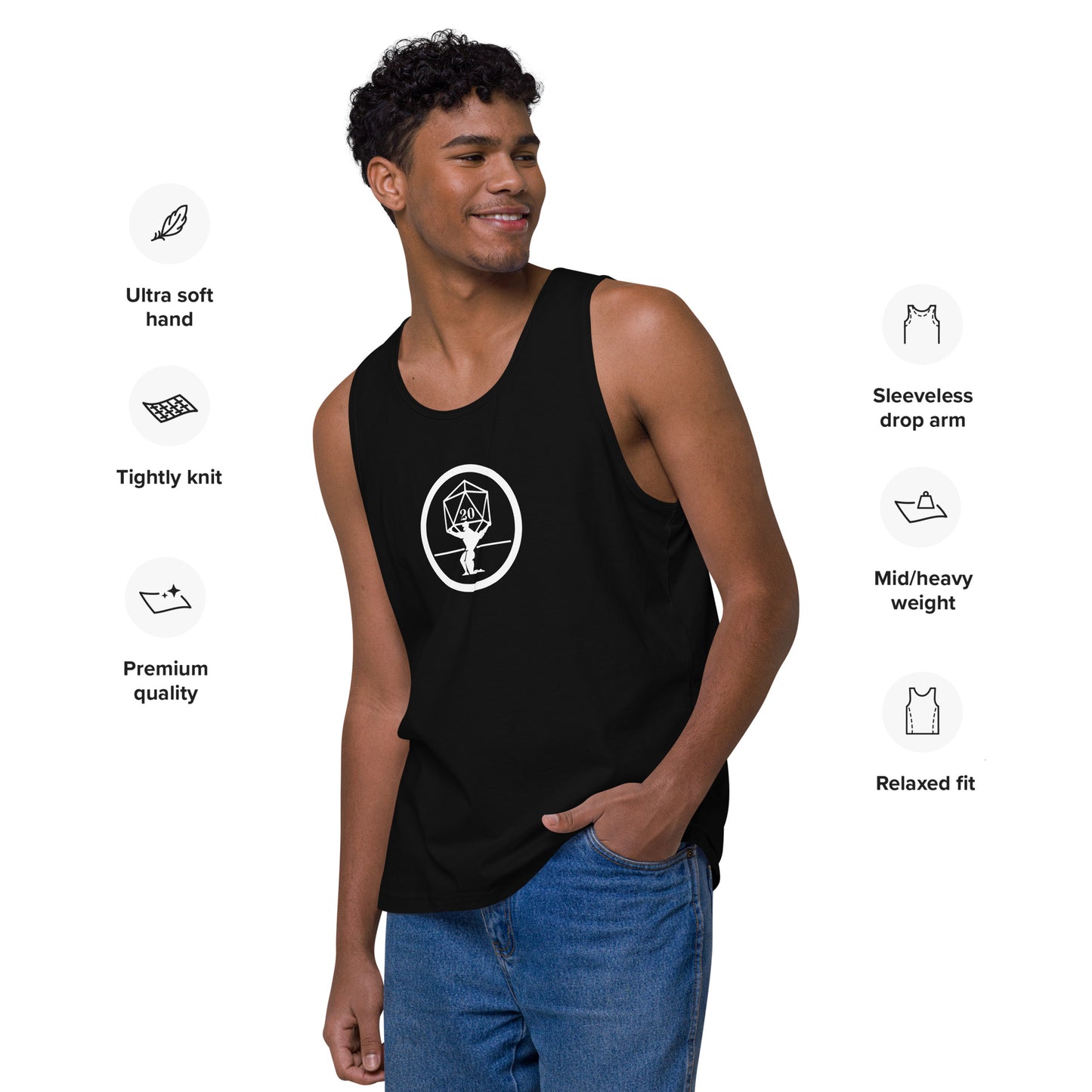 Critical Hit Fitness White Logo Men’s premium tank top