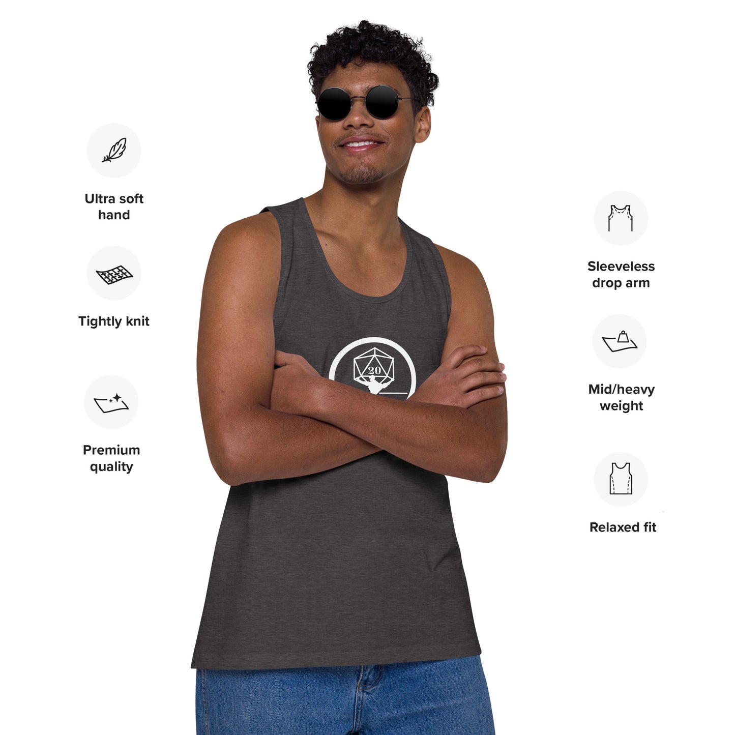 Critical Hit Fitness White Logo Men’s premium tank top