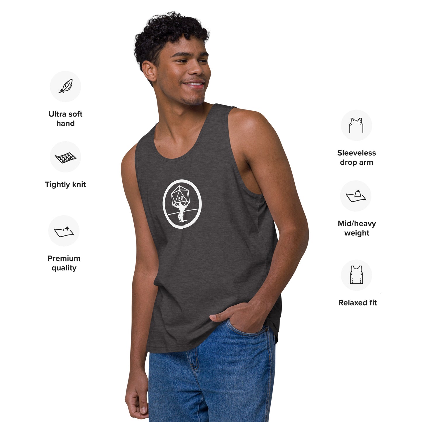 Critical Hit Fitness White Logo Men’s premium tank top