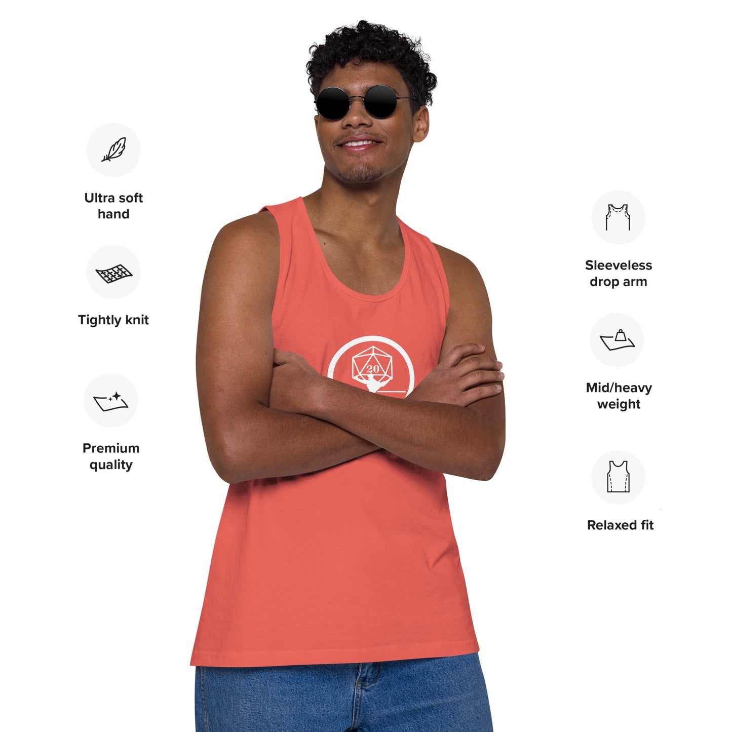 Critical Hit Fitness White Logo Men’s premium tank top