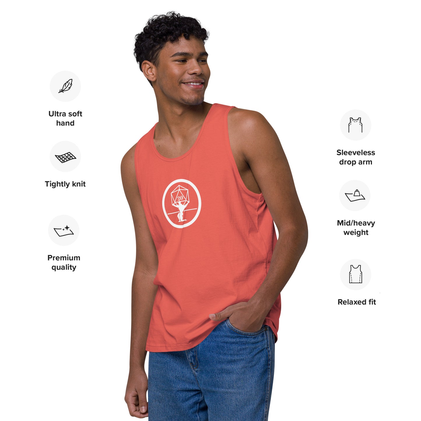 Critical Hit Fitness White Logo Men’s premium tank top