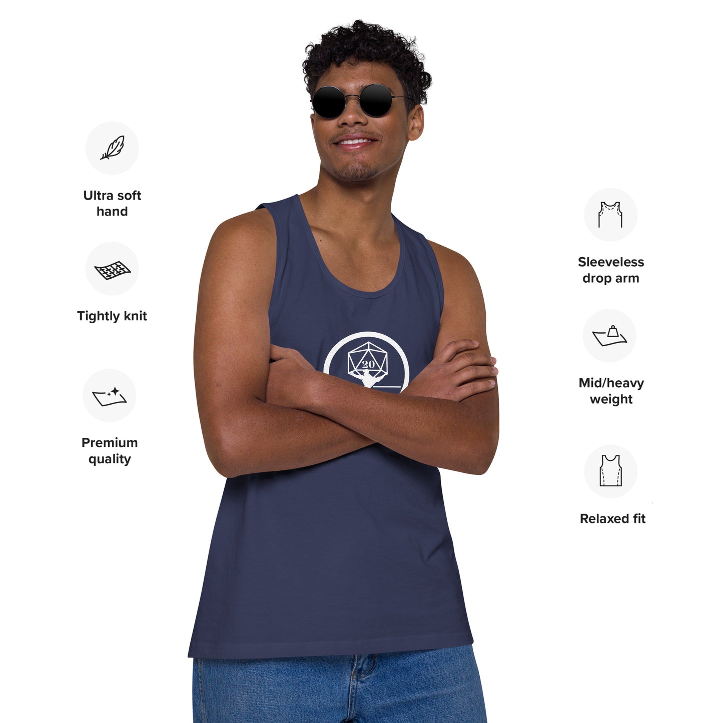 Critical Hit Fitness White Logo Men’s premium tank top