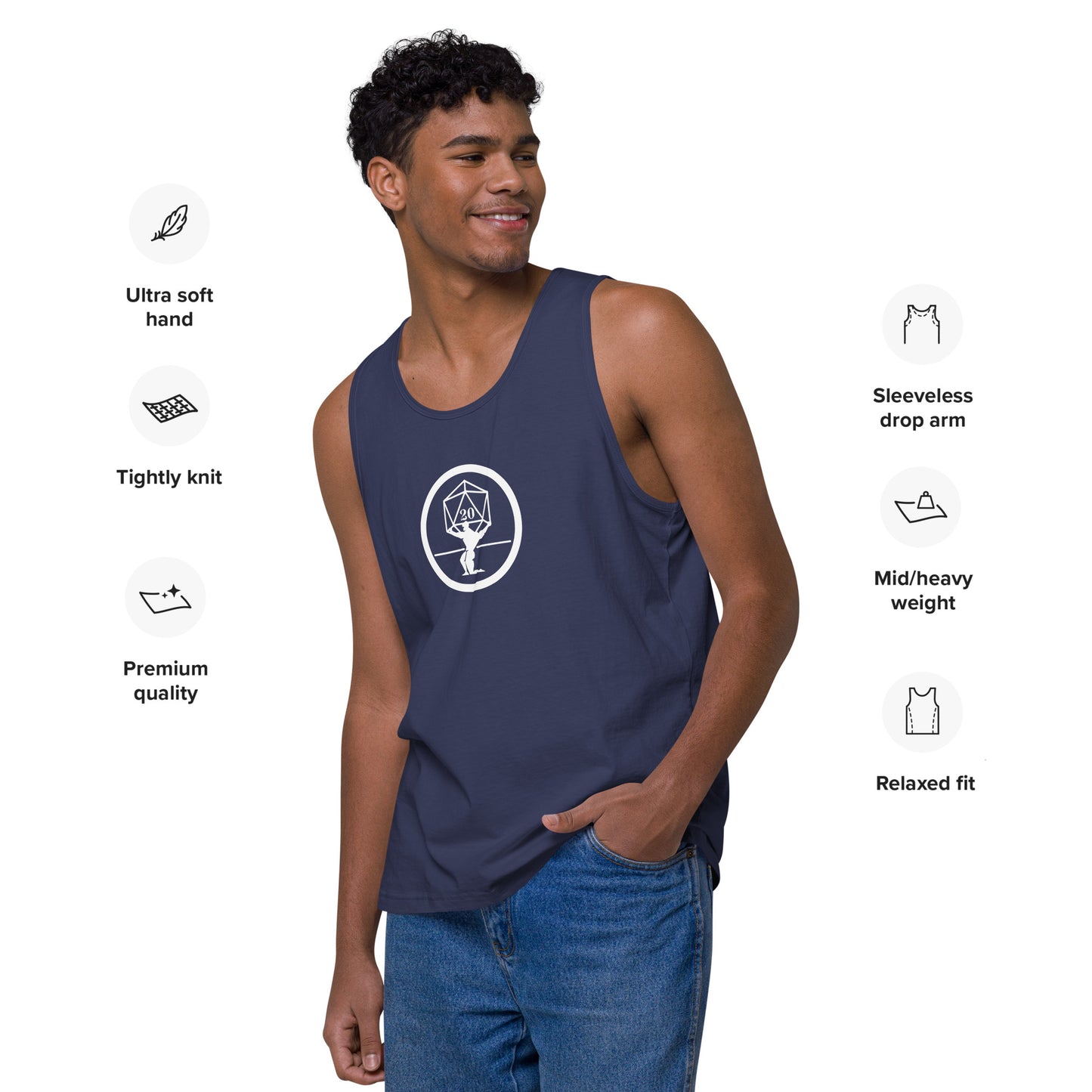 Critical Hit Fitness White Logo Men’s premium tank top