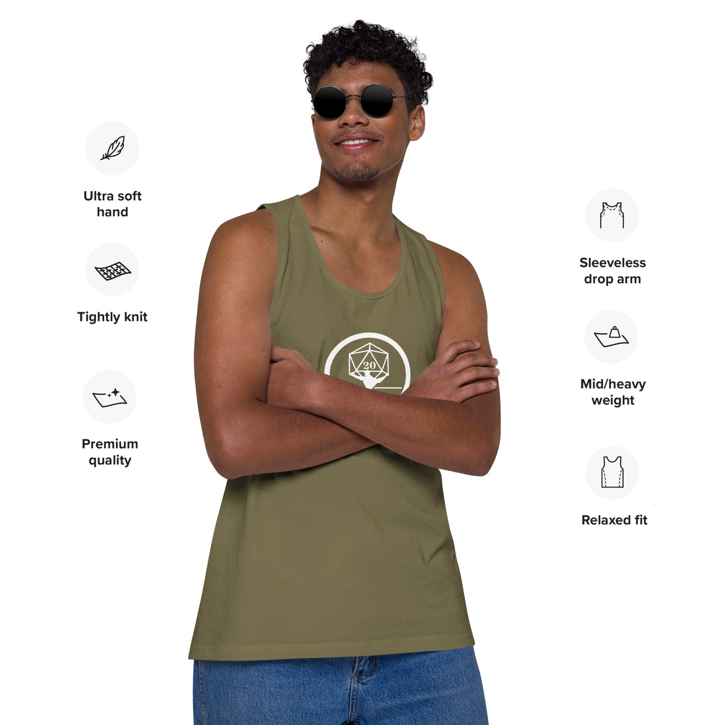 Critical Hit Fitness White Logo Men’s premium tank top