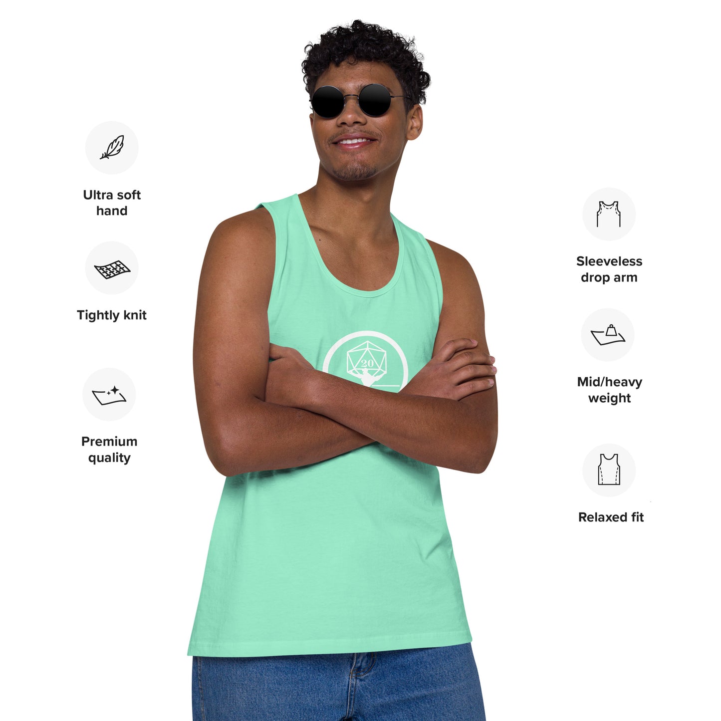 Critical Hit Fitness White Logo Men’s premium tank top
