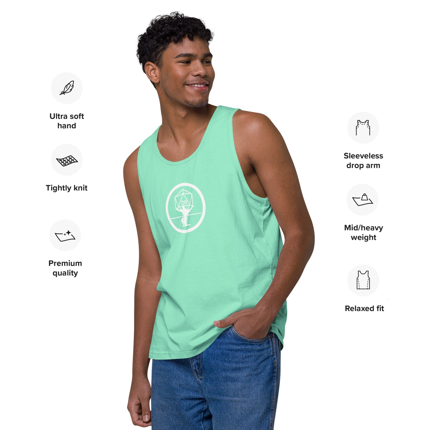 Critical Hit Fitness White Logo Men’s premium tank top