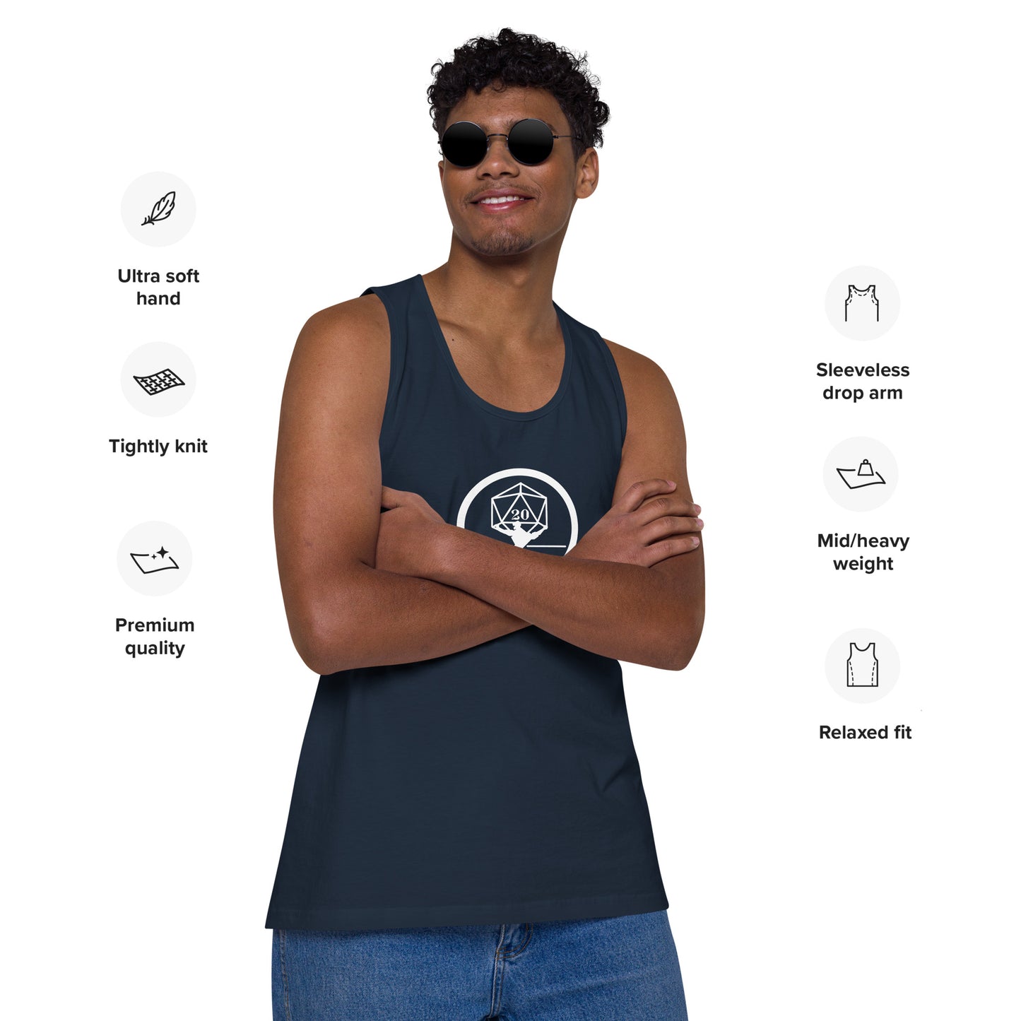 Critical Hit Fitness White Logo Men’s premium tank top