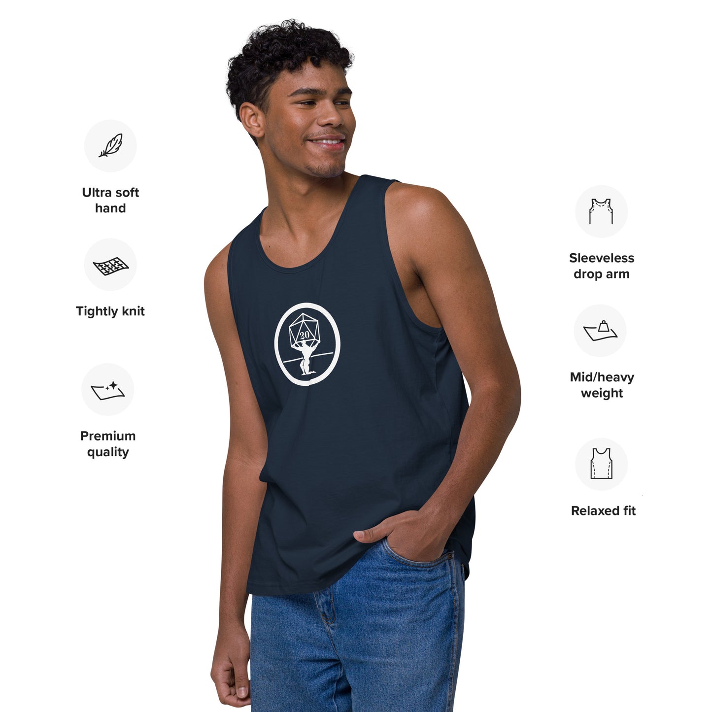Critical Hit Fitness White Logo Men’s premium tank top
