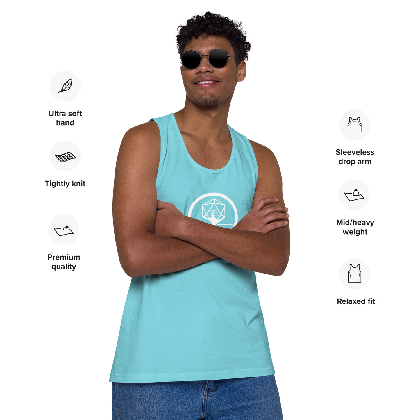 Critical Hit Fitness White Logo Men’s premium tank top