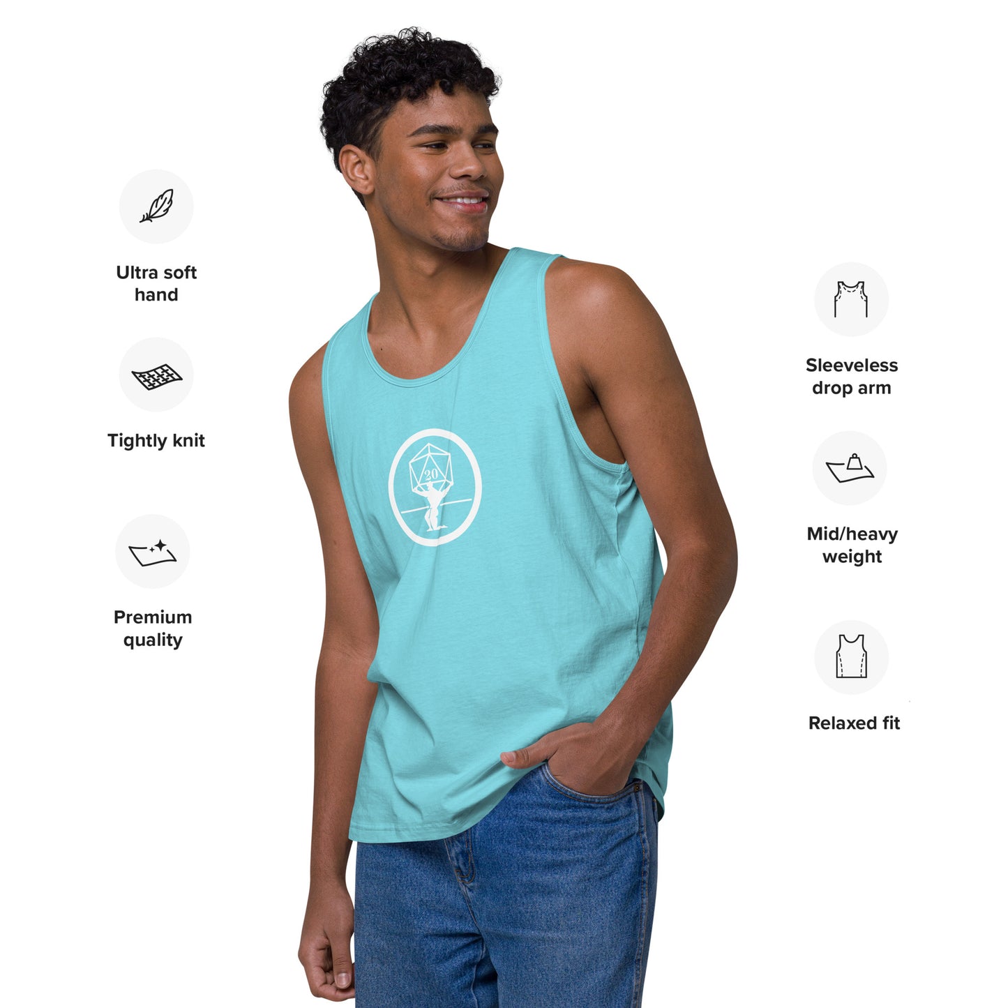 Critical Hit Fitness White Logo Men’s premium tank top
