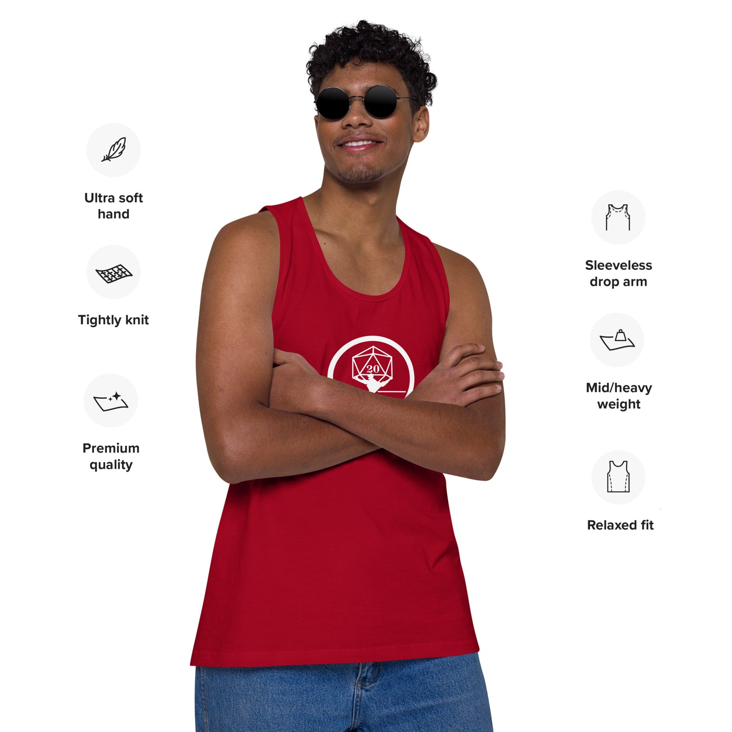 Critical Hit Fitness White Logo Men’s premium tank top