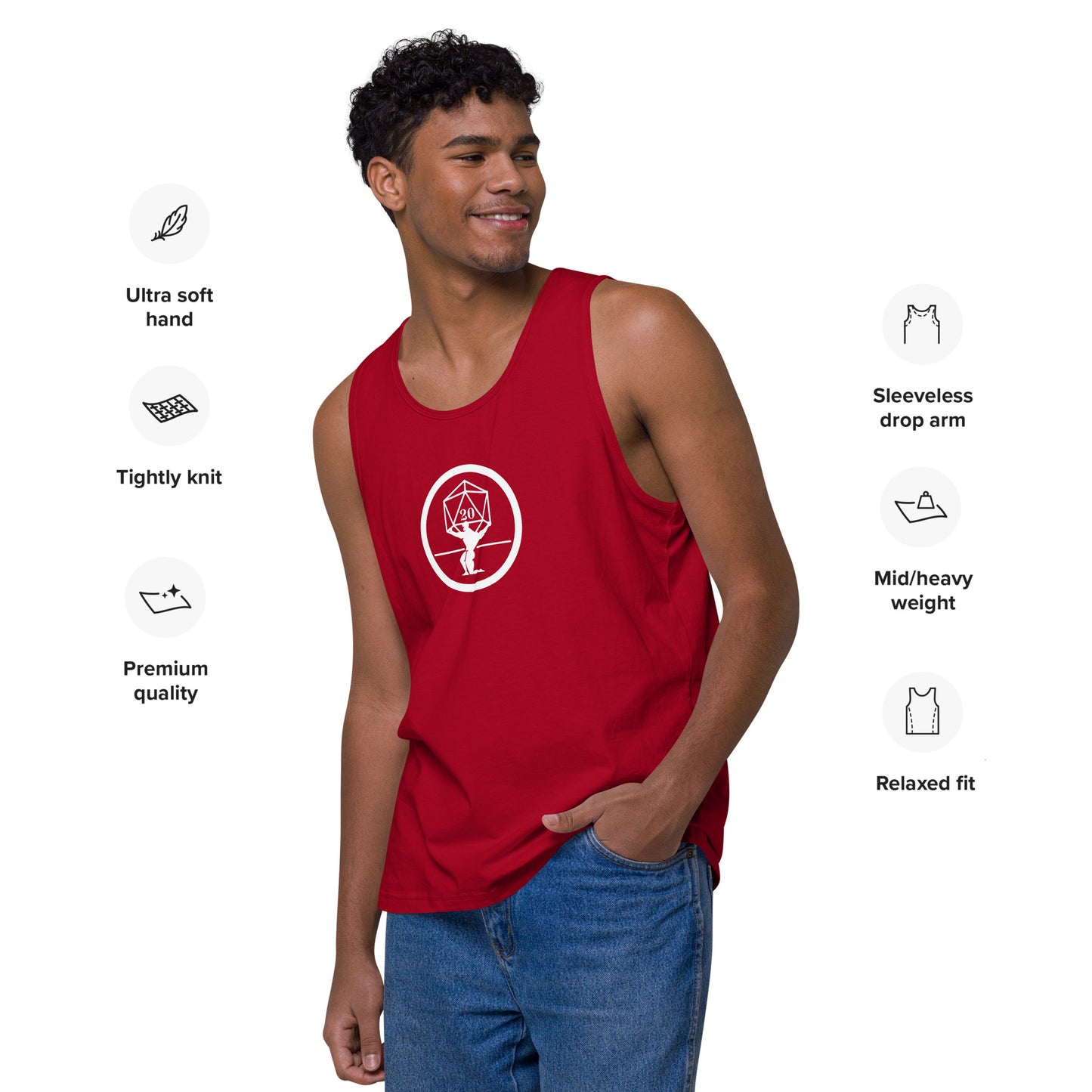 Critical Hit Fitness White Logo Men’s premium tank top