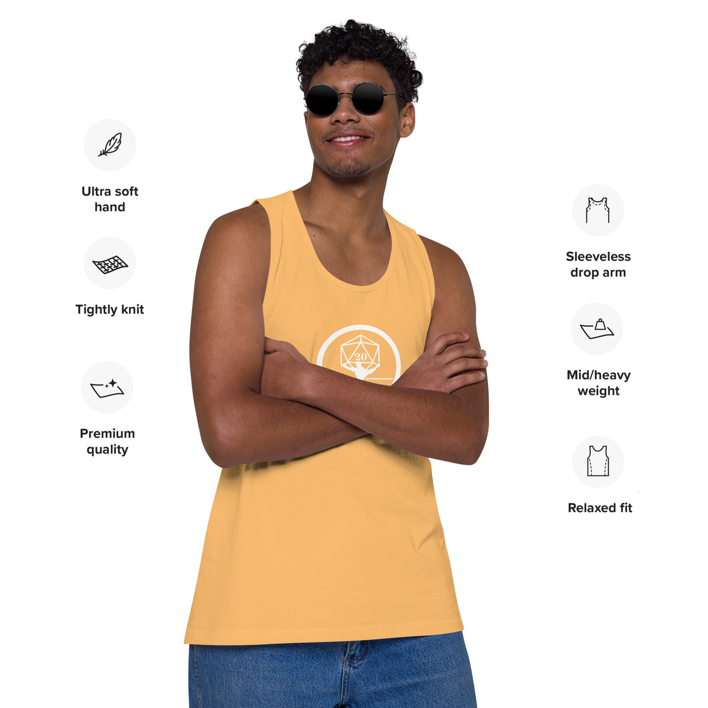 Critical Hit Fitness White Logo Men’s premium tank top