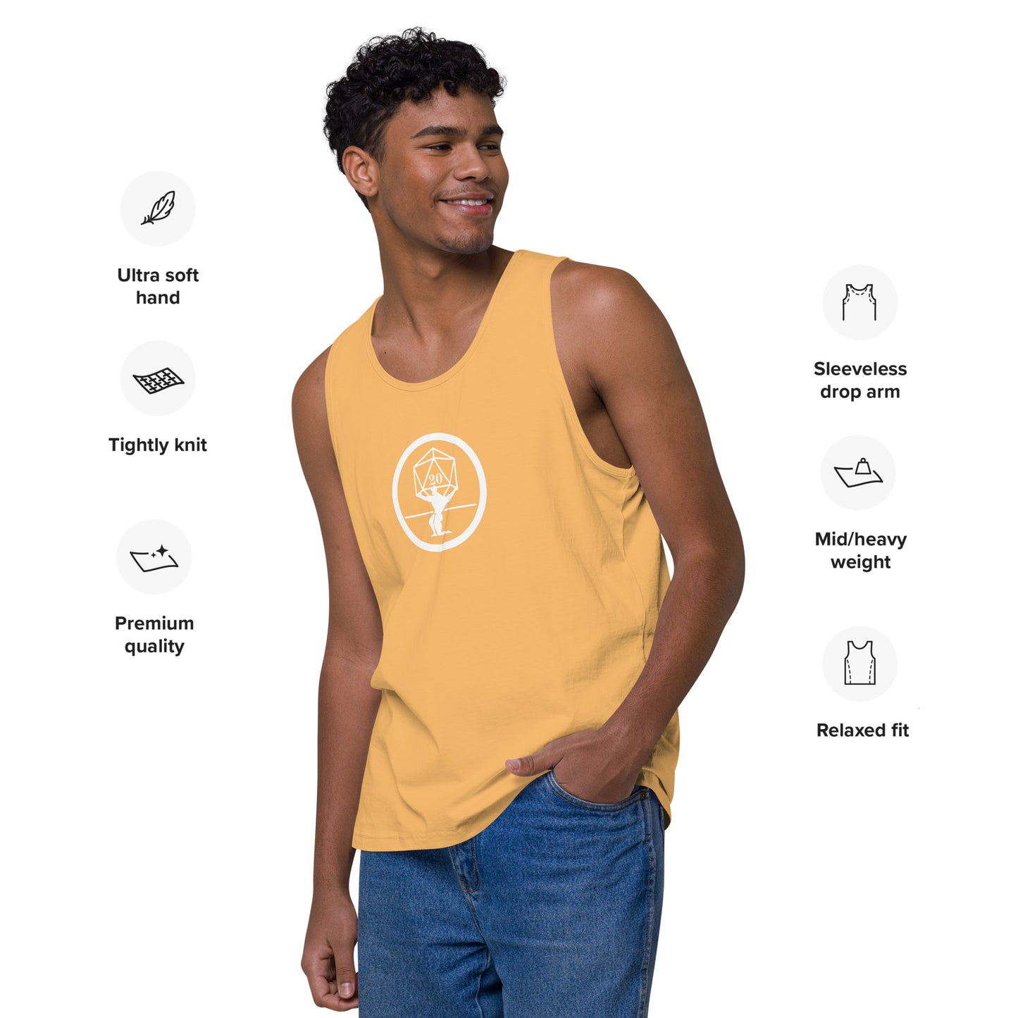Critical Hit Fitness White Logo Men’s premium tank top