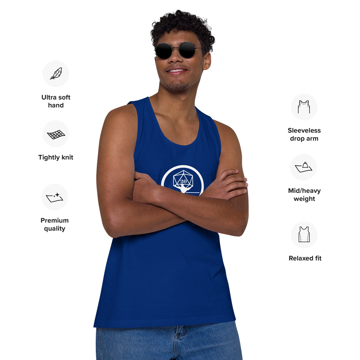 Critical Hit Fitness White Logo Men’s premium tank top