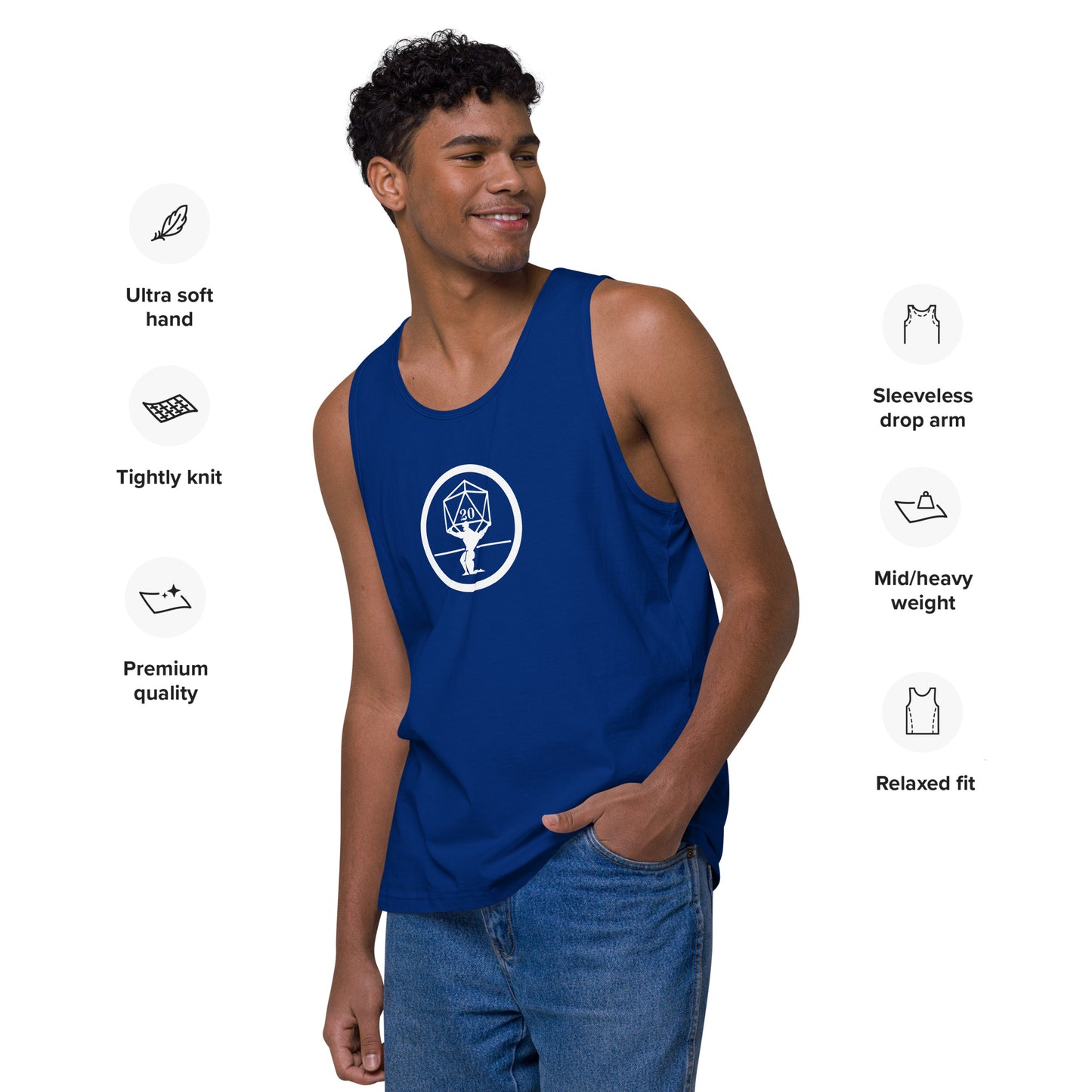 Critical Hit Fitness White Logo Men’s premium tank top