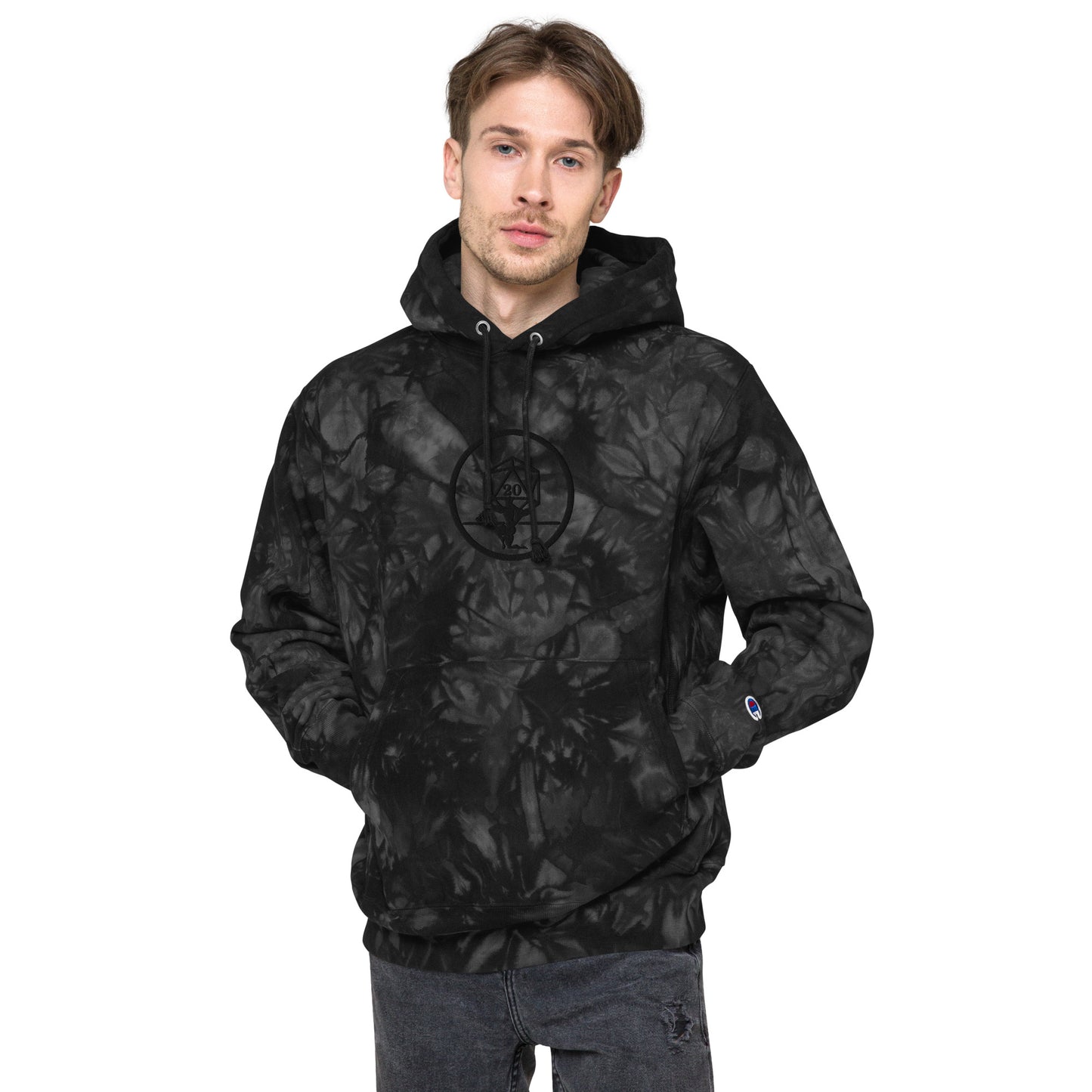 Critical Hit Fitness Black Emblem Unisex Champion tie-dye hoodie