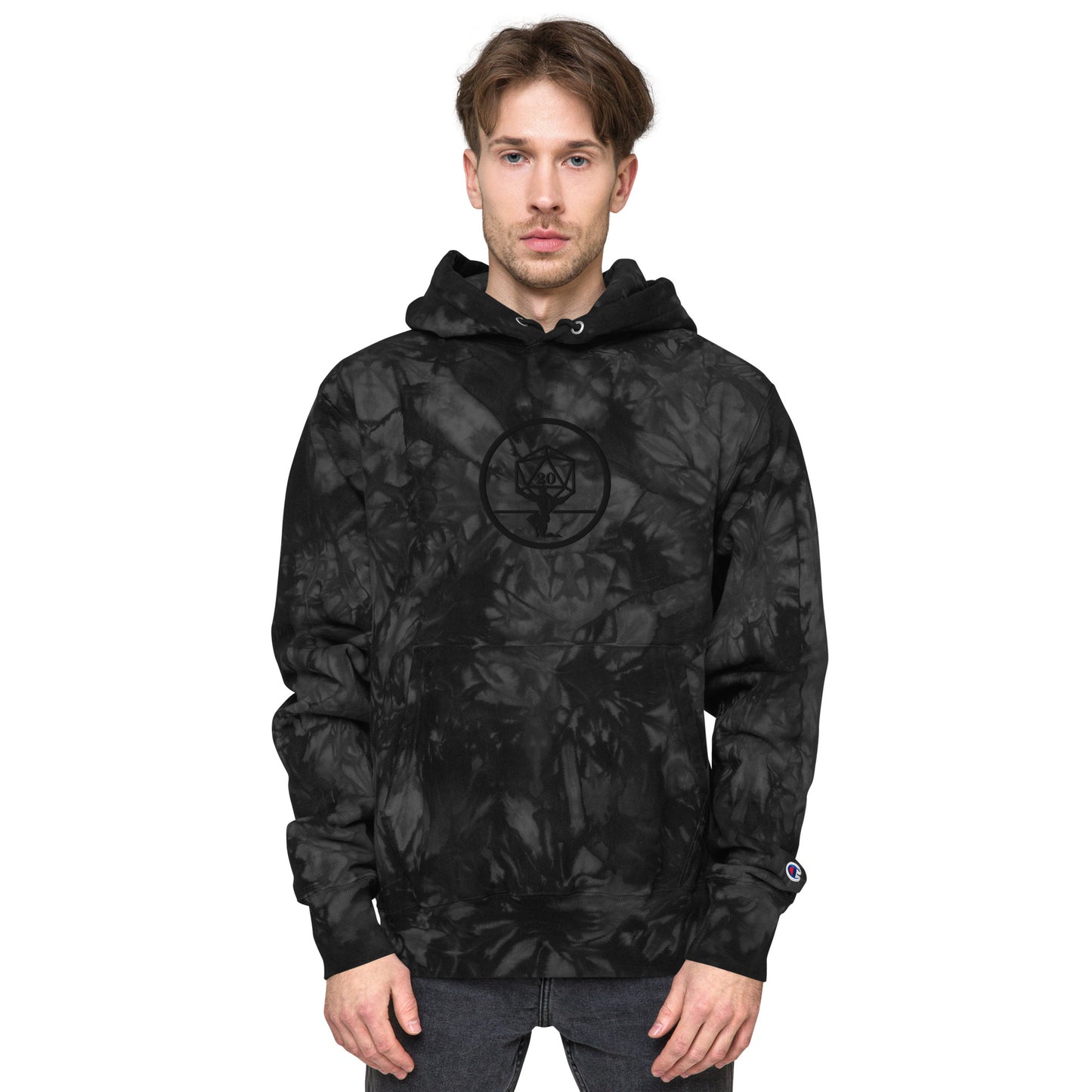 Critical Hit Fitness Black Emblem Unisex Champion tie-dye hoodie