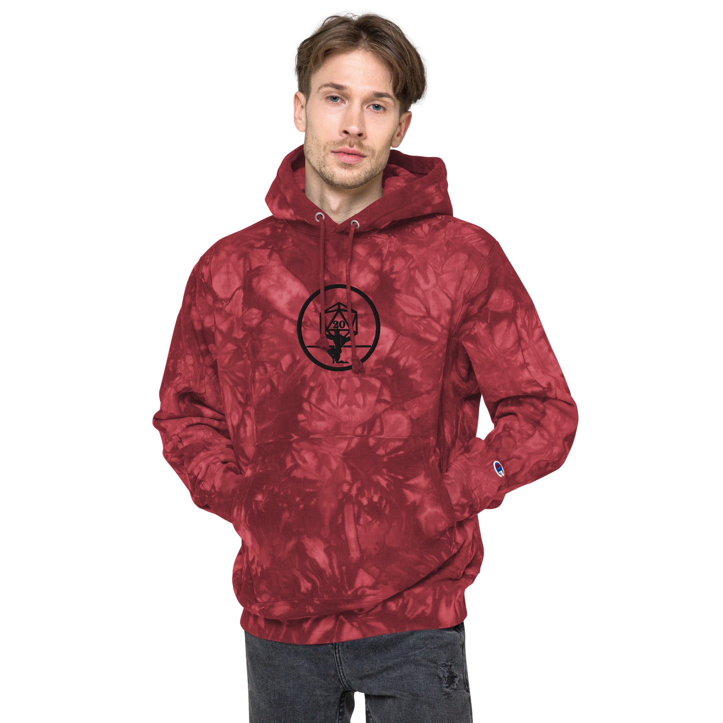 Critical Hit Fitness Black Emblem Unisex Champion tie-dye hoodie