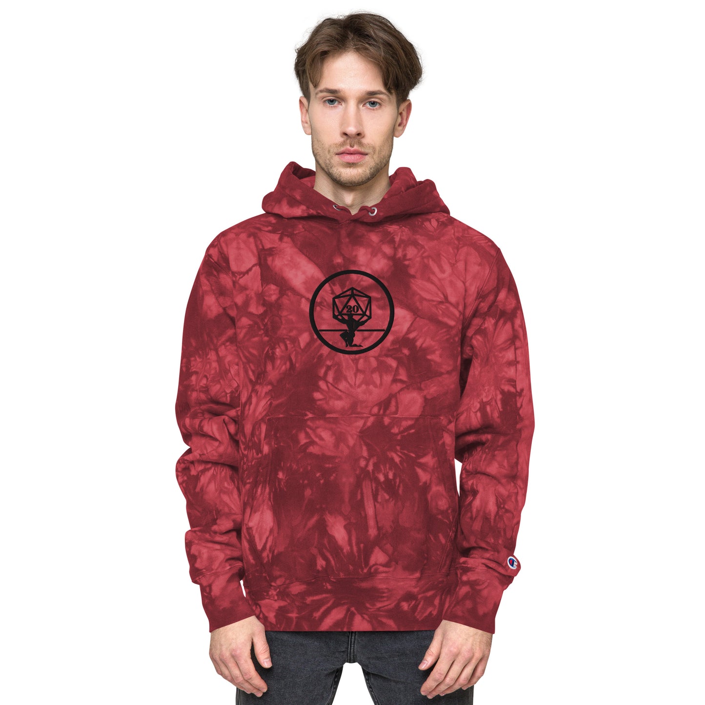 Critical Hit Fitness Black Emblem Unisex Champion tie-dye hoodie