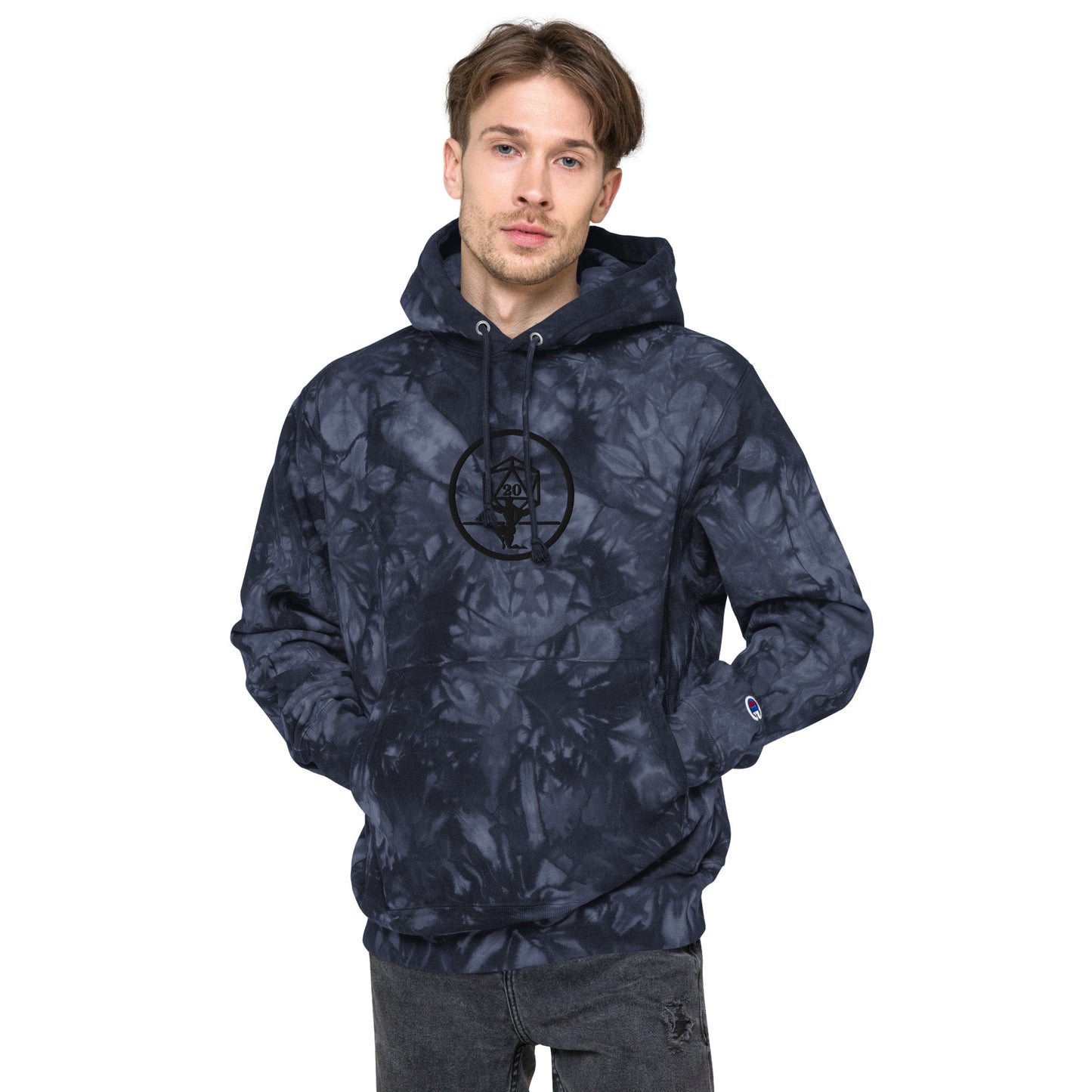 Critical Hit Fitness Black Emblem Unisex Champion tie-dye hoodie