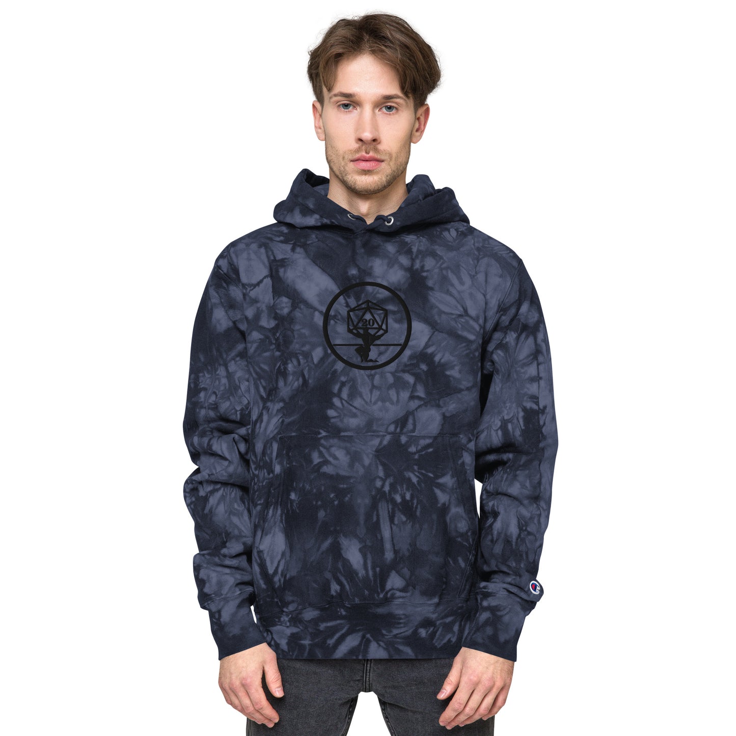 Critical Hit Fitness Black Emblem Unisex Champion tie-dye hoodie